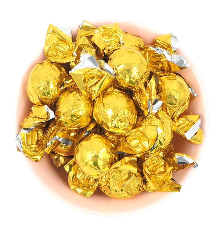 Gule chokoladekugler med karamel slik bland selv slik online hurtig levering