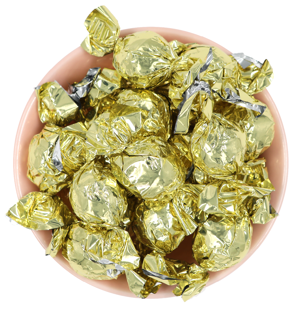 Guld chokoladekugler med karamel