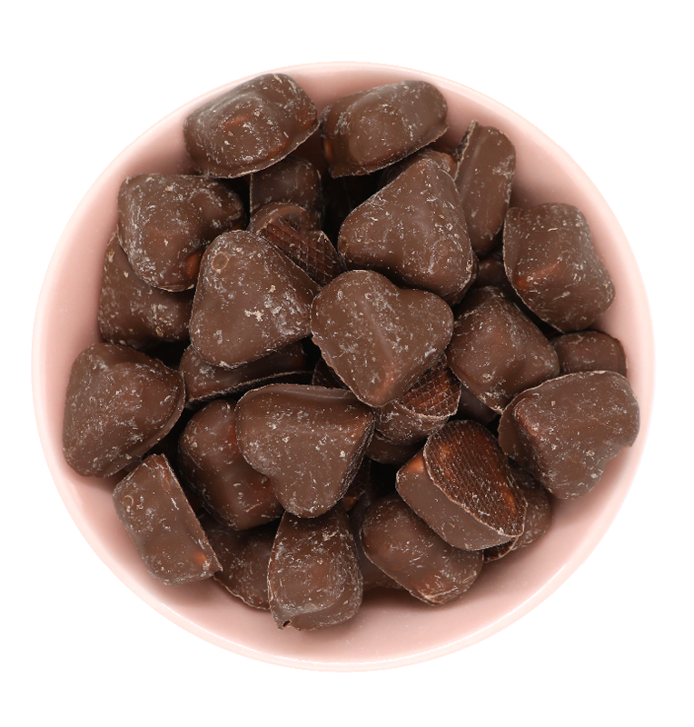 Choko skum hjerter fra Franssons chokolade hjerter med lyserødt skum slik bland selv slik online hurtig levering